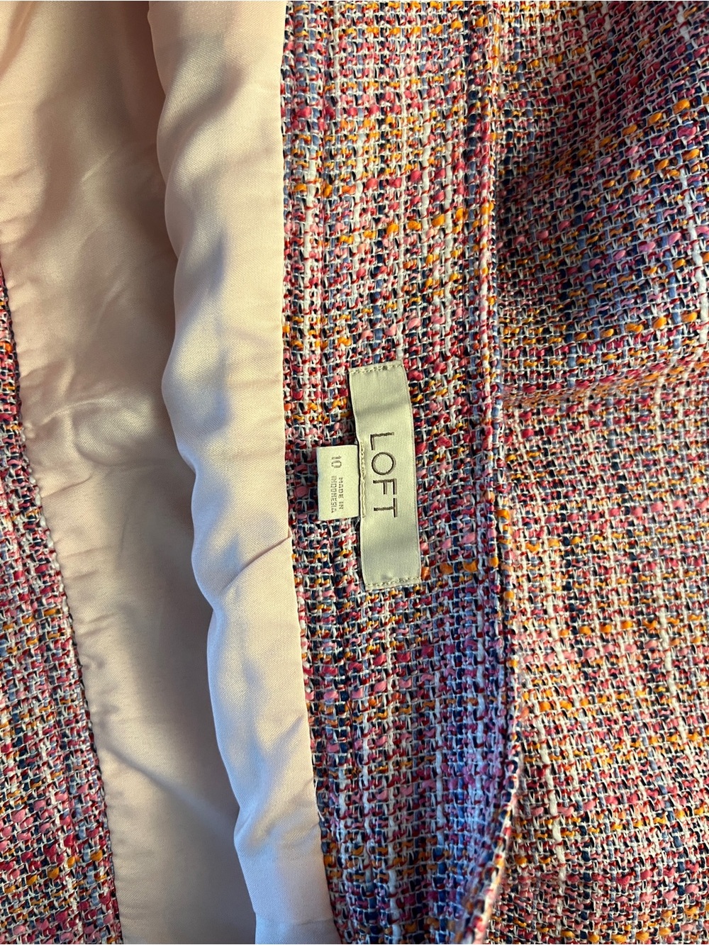 LOFT Pink Multi-Color Tweed Jacket - Picture 3 of 3